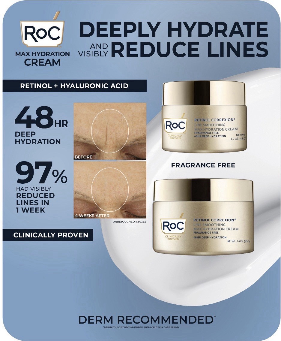 RoC Retinol Correxion Max Hydration Cream, 1.7 oz & 3.4 oz Item 1612795.