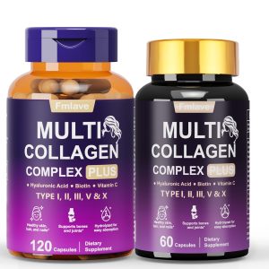 Multi Collagen Peptides Hydrolyzed Types I II III V X Supplement with Biotin.