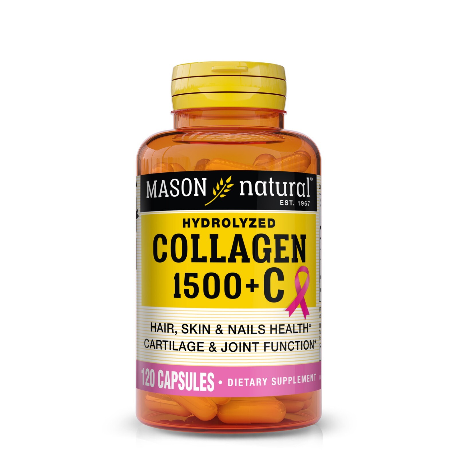 Mason Natural Collagen 1500 mg. Hair Nails & Skin, joint function, 120 Caps.