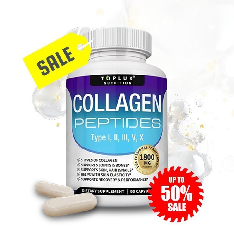 NEW Premium Collagen Peptides 1800 MG Hydrolyzed Anti-Aging – Types I,II,III,V,X.
