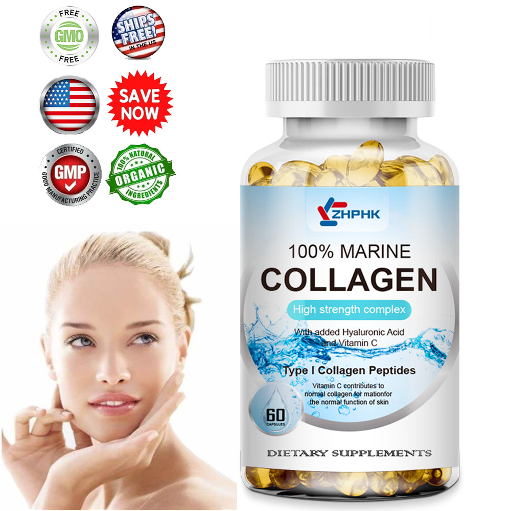 Marine Collagen Type I Collagen Peptides Pills 1300mg Hydrolyzed Collagen Pills.