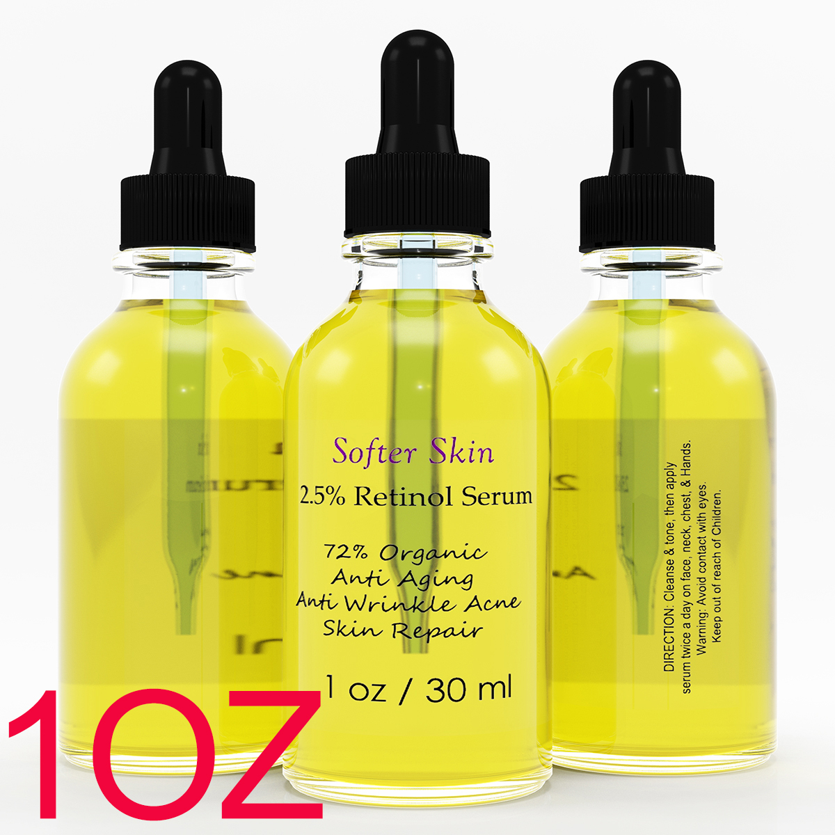 PURE RETINOL VITAMIN A 2.5% + HYALURONIC ACID – RETINOL WRINKLE CREAM / SERUM .