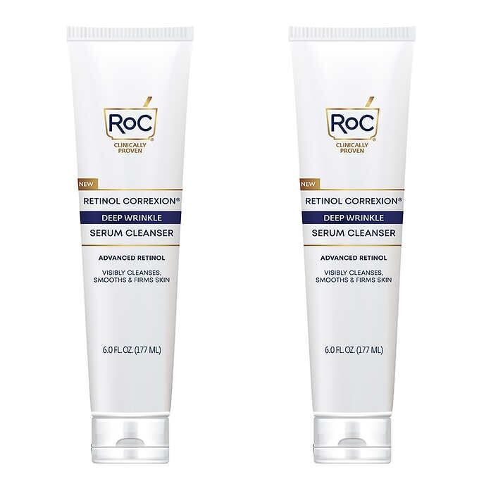 RoC Retinol Correxion Deep Wrinkle Serum Cleanser 6 Fl Oz (2 Pack).
