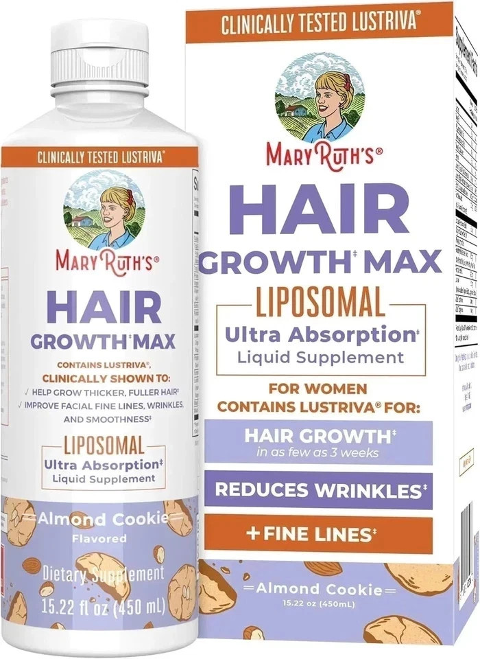 1 Bottle Mary New Ruth’s Women’s Hair Growth MAX Lipsomal With Lustriva.