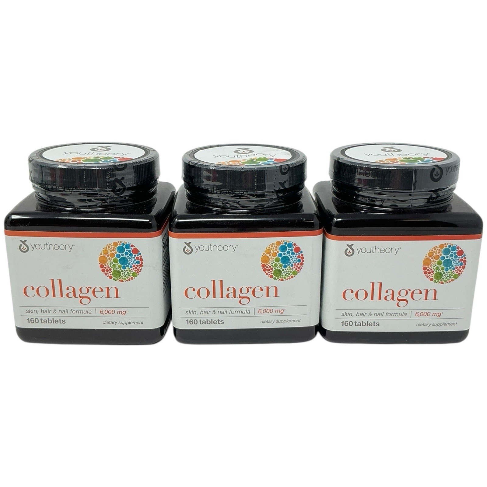 Lot of 3- Youtheory Collagen, Hair Skin Nail Support, 6,000mg- 480 Tablets.
