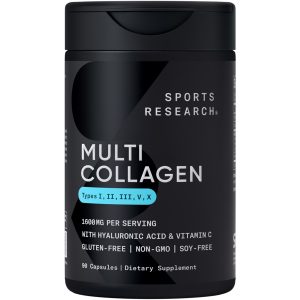 Multi Collagen 1600mg (Type I, II, III, V, X) Hyaluronic Acid + Vit C Anti-Aging.