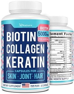 Biotin, Collagen & Keratin Capsules for Hair, Skin, Joint, 5000mcg.
