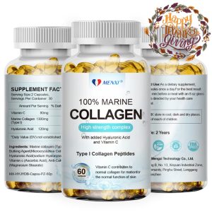 Hydrolysed Type 1 Marine Collagen Capsules 1500mg For Skin, Nail Hair Health.