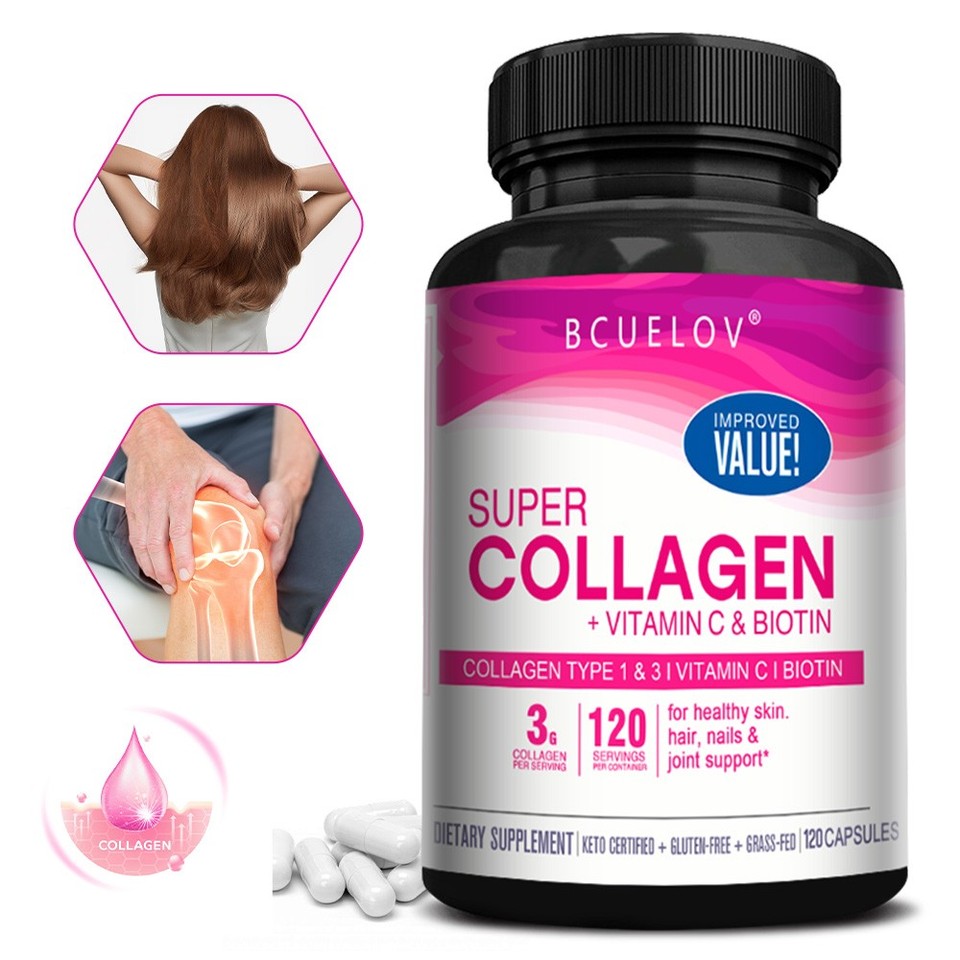 Collagen+Vitamin C & Biotin Capsules Revitalizes Muscles, Hair, Nails And Joints.