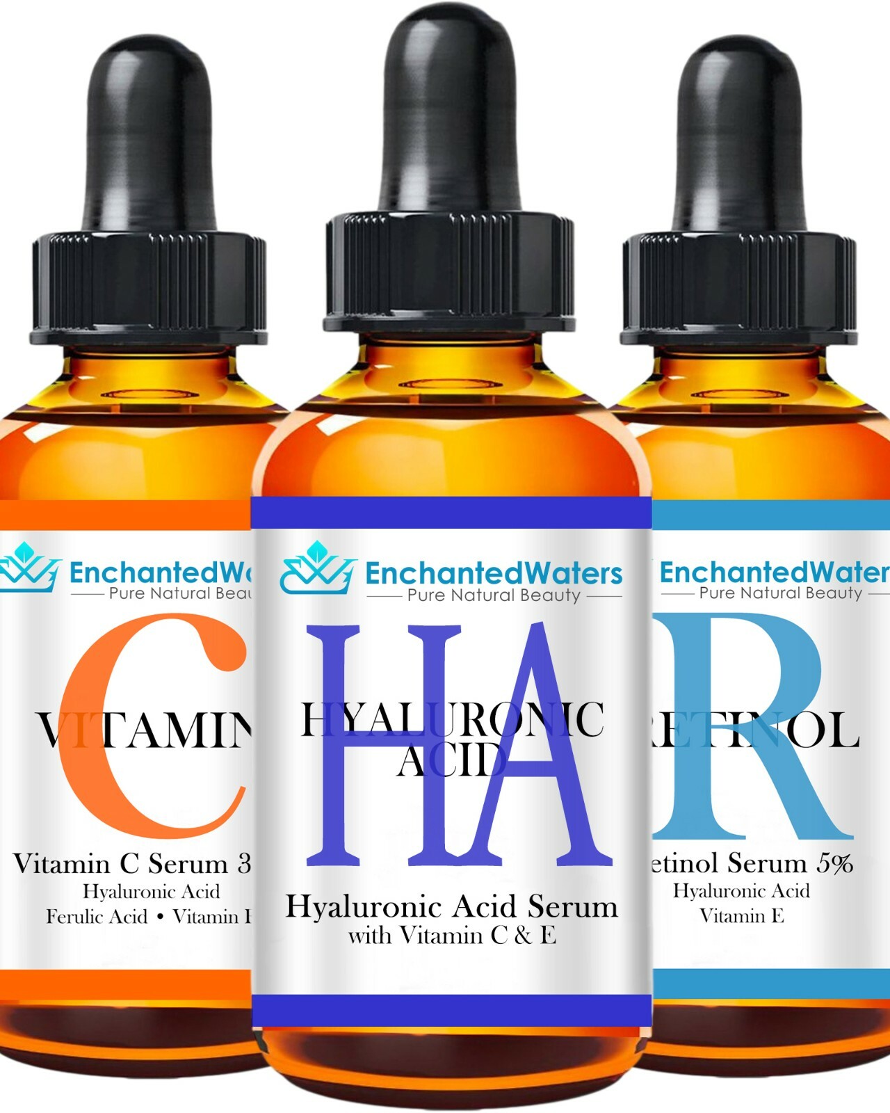 RETINOL + HYALURONIC ACID + VITAMIN C Anti-Aging Wrinkle Gel-Cream-Serum 3-Pack.