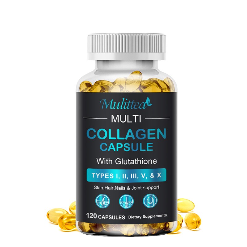 Multi Collagen Peptides-120 Capsules-Type I,II,III,V,X Anti-Aging Collagen Caps.