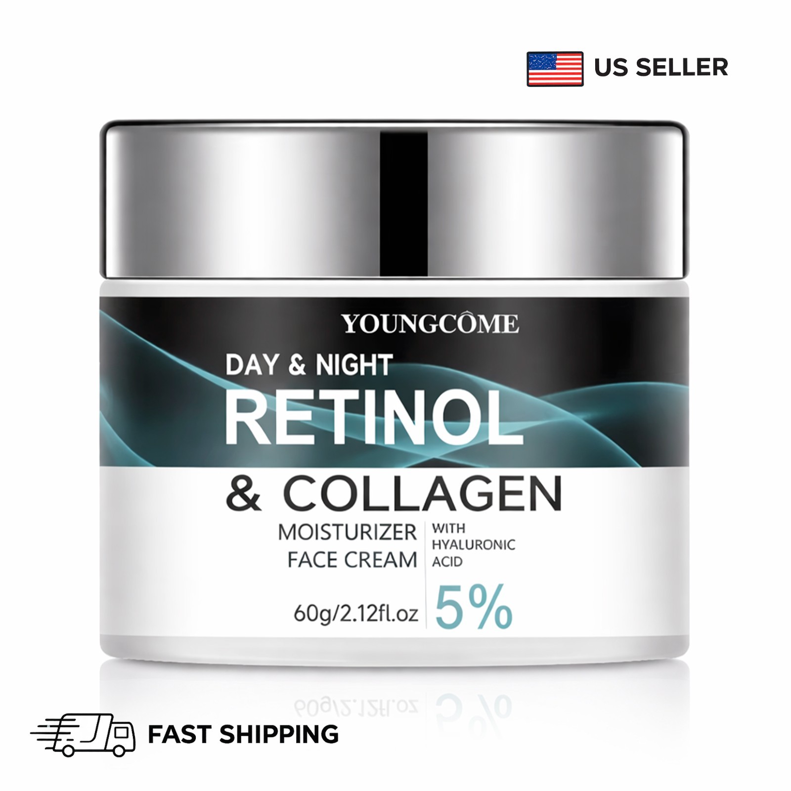 60g Retinol Collagen Face Cream 5% Anti Aging Moisturizer Hyaluronic Acid.