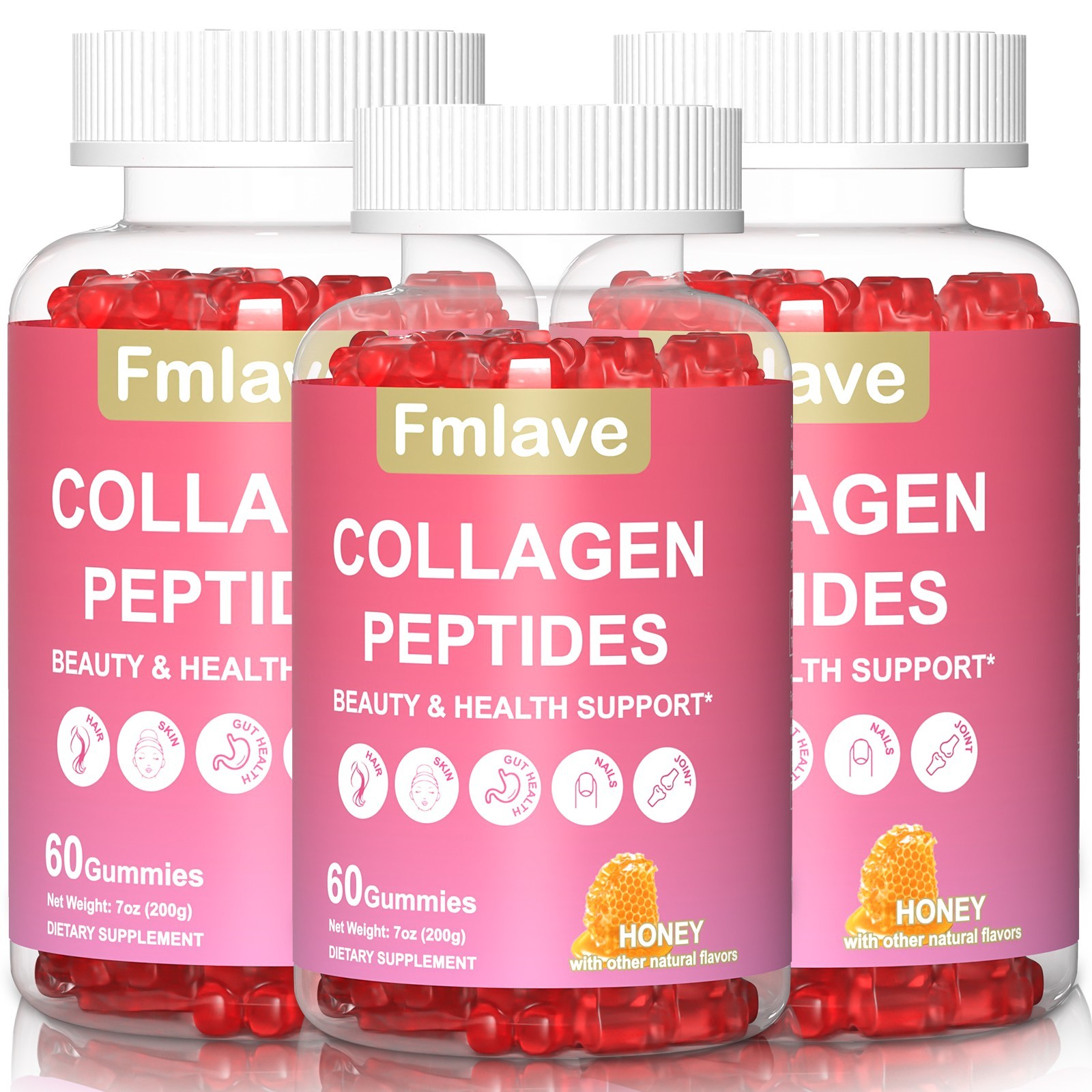 3Pack Collagen Gummies for Hair Skin and Nail, Premium Collagen Supplement 180ct.