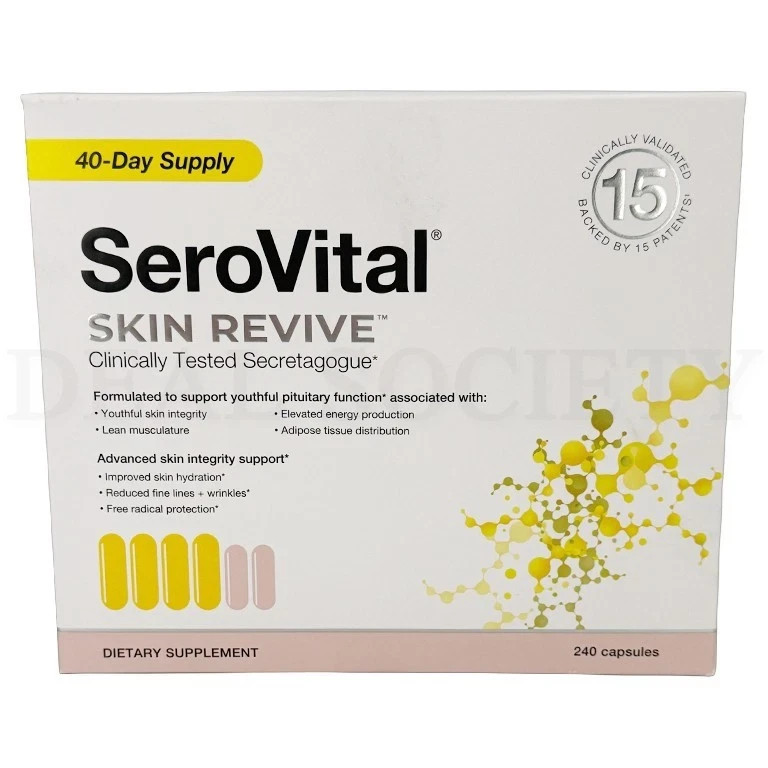 Serovital Skin Revive Anti-Aging Supplement for Women 240 Capsules 40 Day Supply.